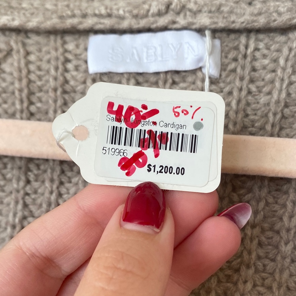 Sablyn 100% Cashmere Kingston Cozy Beige Women's Cardigan - Picture 2 of 6
